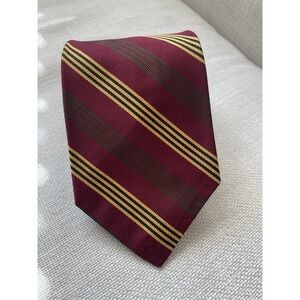 Vintage Abercrombie & Fitch Maroon & Gold‎ Striped Silk Tie 3.5" Made In USA